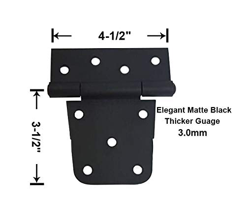 QCAA Heavy Duty Gate Hinge, 4-1/2”X3-1/2”x3.0mm, Elegant 2 Layered Frosted Powder Coated Matte Black, 4 Pack, Made in Taiwan - color: Elegant Matte Black, size: 4pack