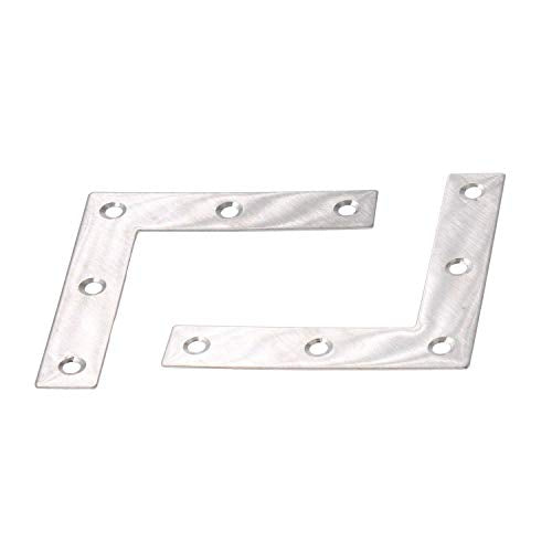 Stainless Steel L Shape Flat Corner Brace Bracket for Wood, Metal Fixing Joining Support Brace for Shelves, Furniture and Cabinet 10 Pack (80x80mm) - size: 80 x 80 mm