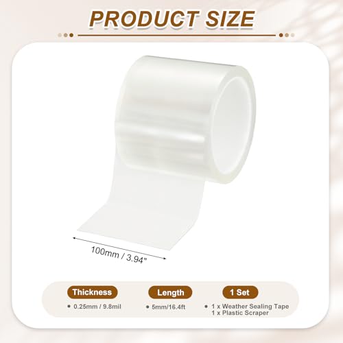 uxcell Window Weather Sealing Tape, 3.9 Inch x 16.4 ft (9.8mil Thick) - size: 3.9 Inch x 16.4 ft x 9.8mil