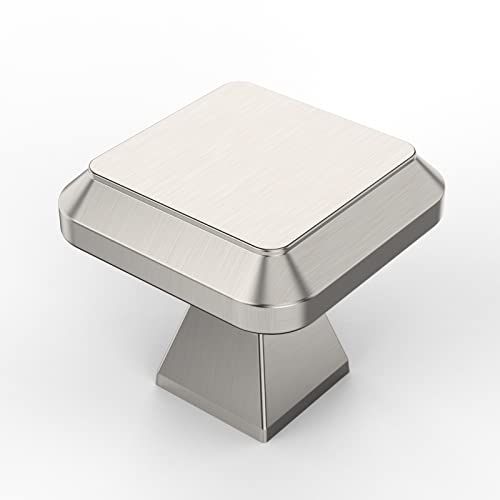 Amerdeco 10 Pack Brushed Satin Nickel Kitchen Cabinet Knobs Cabinet Hardware Single Hole Cabinet Pulls Dresser Knobs Square Drawer Knobs and Pulls for Bathroom Cabinets ZH0002 - color: Brushed Satin Nickel, size: Single Hole