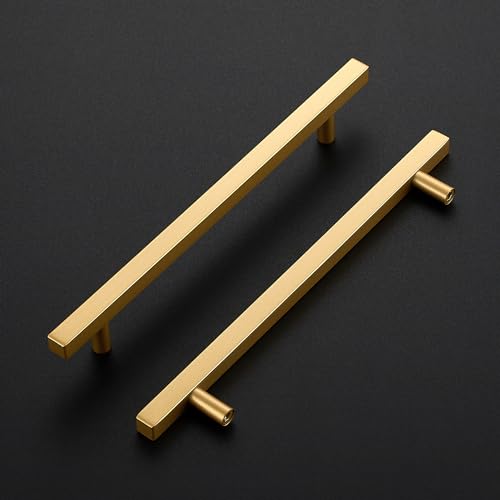 Ravinte Champagne Gold Handles Square Cabinet Hardware 8 Inch 10 Pack - size: 8" Hole Center