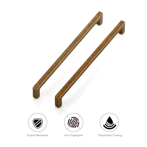 Ravinte Antique Brass Cabinet Handles Solid Cabinet Pulls 7-1/2 Inch 5 Pack | Zinc Alloy, Slim Square Bar Grip, Smooth Drawer Pull Feel, Kitchen Cabinet Update, For Cupboards, Dressers, Drawers, Hardware - color: Antique Brass, size: Flat Black 7-1/2'' Ho