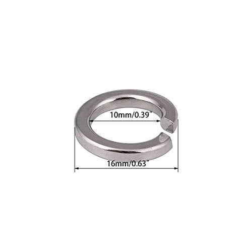 M10 304 Stainless Steel Flat Washer and Split Spring Lock Washer Assortment Set, 50Sets /Pack (M10)