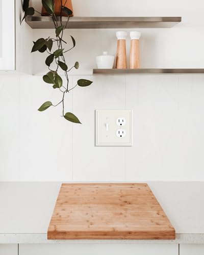 2-Pack Zinc Alloy Combo Toggle/Duplex Light Switch Cover Plate - color: Light Almond, size: 1 Toggle/1 Duplex 2PK