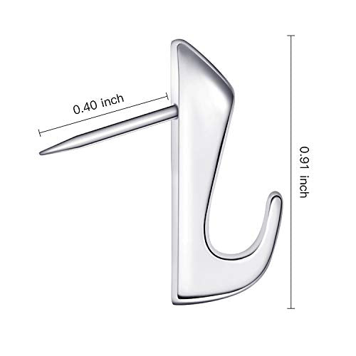 Hotop 30 Pcs Push Pin Hooks 20 Lbs Picture Hanger, Silver - color: Silver
