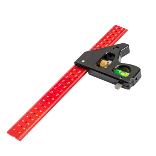 Heavy Duty Woodworking Combination Angles Ruler Aluminum Alloy Ruler 90/45 Degree Measuring Tool with Level & Needle Combination Square Adjustable Angles Gauges 90/45 Degree Measuring Tool