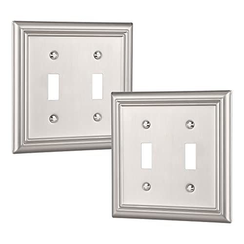 DEWENWILS Double Toggle Wallplates, Brushed Nickel Light Switch Covers - color: Brushed Nickel, size: 2 Toggle 2PK