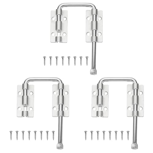 PATIKIL Patio Sliding Door Loop Lock 2-2/5" Silver 3 Set for Window/Screen - color: Silver