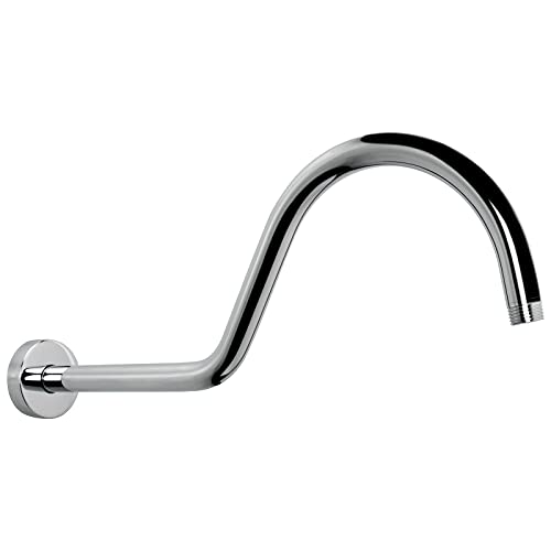 NearMoon Shower Extension Arm with Flange - S Shaped High Arc Gooseneck Long Shower Extender Pipe, Perfect for Rainfall Shower Head - Bathroom Accessory,16 Inch (Chrome Finish) - color: Chrome Finish