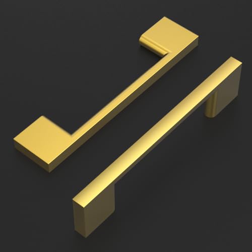 Amerdeco 10 Pack Heavy Duty Solid Zinc Alloy Vibrant Brushed Moderne Brass Cabinet Pulls 3" - color: Brushed Moderne Brass, size: 3" hole center