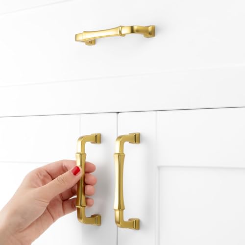 3-3/4 Inch Brushed Gold Cabinet Pulls Kitchen Handles 10 Pack 3175 - color: Brushed Gold, size: 3-3/4 In Hole Distance