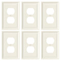 6-Pack Natural Bamboo Fiber Duplex Outlet Cover Plate, Durable Wall Plate - color: Light Almond, size: 1 Duplex 6PK
