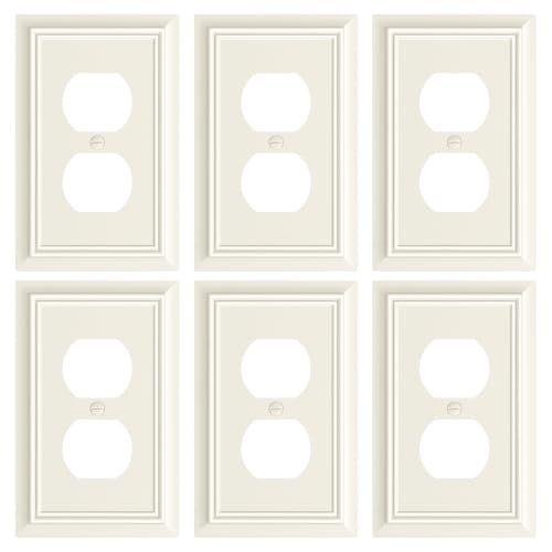 6-Pack Natural Bamboo Fiber Duplex Outlet Cover Plate, Durable Wall Plate - color: Light Almond, size: 1 Duplex 6PK