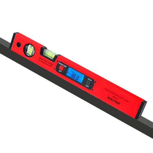 16-inch Digital Spirit Level and Protractor, Torpedo Level, Inclinometer Angle Gauge Finder Bubbles Magnetic Base with Backlight Red - color: Red