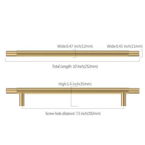 Asidrama 10 Pack 7.5 Inch(192mm) Champagne Bronze Knurled Kitchen Cabinet Handles, Cabinet Pulls Kitchen Cabinet Hardware for Cupboard Drawer Pulls - color: Champagne Bronze, size: 7.5" Hole Center
