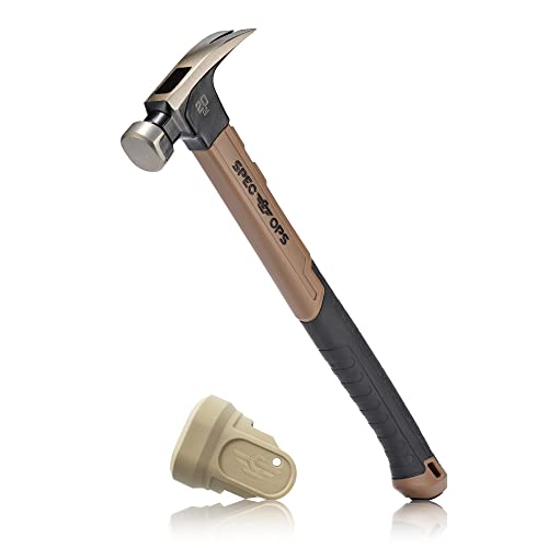 Spec Ops Tools 20 oz Fiberglass Hammer, 16 Inch, Soft Mallet Cap, Shock-Absorbing Grip, 3% Donated to Veterans - size: 20 Oz