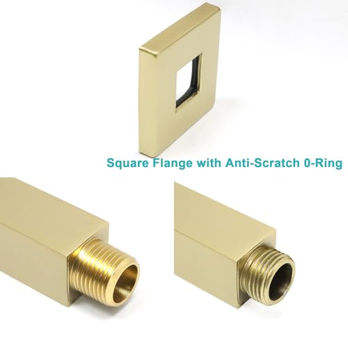 Enga Brass Square Shower Arm with Flange, 3 Inches Ceiling Mount Replacement Rain Shower Head Straight Arm, Brushed Gold - color: Brushed Gold, style: 3 Inch