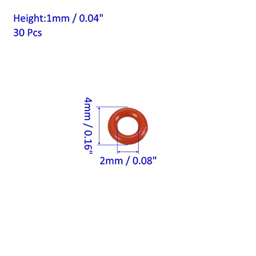 M METERXITY 30 Pack Silicone O-Rings - Garden Water Hose Rubber Sealing Gasket Ring, Soft & Elastic, Apply to Outdoor (2mmx4mmx1mm, Red) - size: 2mmx4mmx1mm