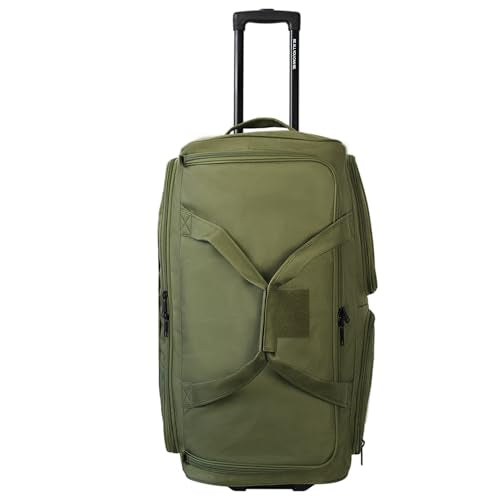 US Army ROMEO 28-inch Large Tactical Duffel Bag with Wheels | Heavy Duty Material, Molle Webbing, Water Resistant Military Rolling Bag for Travel, Deployment, and Camping - Tactical Green - color: Tactical Green, size: 28-inch