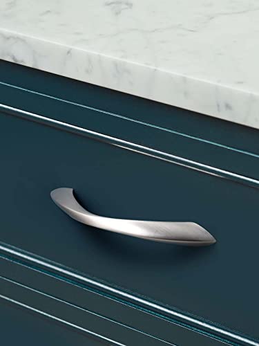 10 Pack Brushed Nickel Cabinet Pulls 3-3/4 Inch Arch Twisted Silver Handles Drawer Kitchen Cupboard Bathroom Dresser Cabinet Hardware Zinc Alloy - color: Brushed Nickel, size: 3.75 inch Hole Centers
