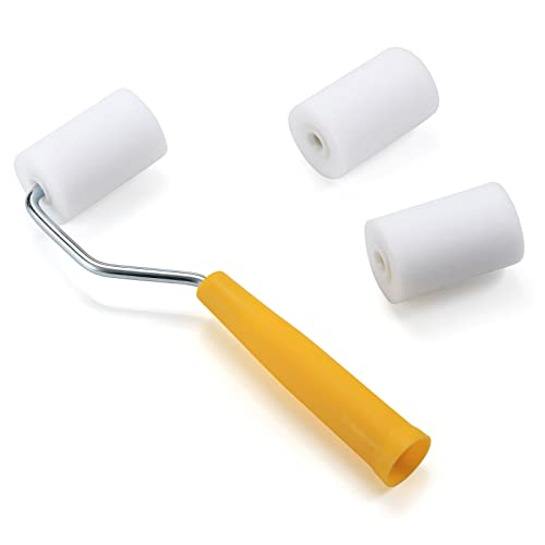 NANJA 2Inch Mini Foam Paint Roller Kit 6 Refills,Tray,Handle for Smooth - size: 2 Inch