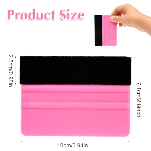 Mabor Vinyl Squeegee Tool, 2Pcs Pink Plastic Felt Squeegee for Vinyl