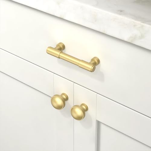 10 Pack Brushed Gold Cabinet Pulls 3 Inch(76mm) Kitchen Cabinet Handles Cabinet Hardware for Drawer Pulls - color: Brushed Gold, size: 3" Hole Center