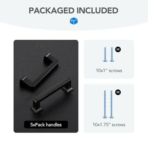 HOME EDIT Matte Black Cabinet Handles Zinc Pulls 3 Inch 5 Pack - color: Matte Black, size: 3 inches Hole Center