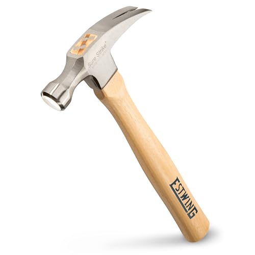 ESTWING Sure Strike Hammer - 16 oz Straight Rip Claw with Smooth Face & Hickory Wood Handle - MRW16S - size: 16 oz (Ounces)