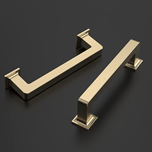 Amerdeco 10 Pack Brushed Brass Cabinet Pulls 3 Inch(76MM) Hole Centers Kitchen Cabinet Handles Cabinet Hardware Kitchen Handles for Cabinets Cupboard Handles Drawer Pulls ZH0019 - color: Brushed Brass, size: 3" Hole Center
