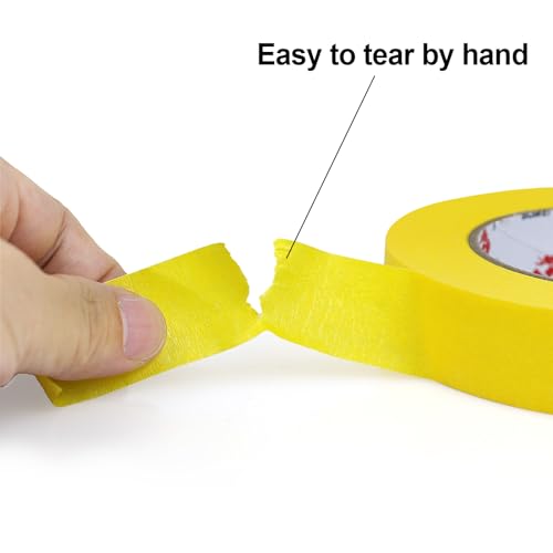BOMEI PACK Yellow Painters Tape 1 Inch Bulk - Paint Tape 6 Rolls x 1 Inch x 60 Yards - Painter's Tape Yellow Masking Tape for Walls Painting, DIY Crafting, and School Projects, Total 360 Yards - color: Yellow, size: 1 Inches X 60 Yards