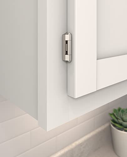 Amerock 1 Pair 1/4" Overlay Satin Nickel Partial Wrap Cabinet Hinge - color: Satin Nickel, size: 1/4 Inch (6 mm) Overlay