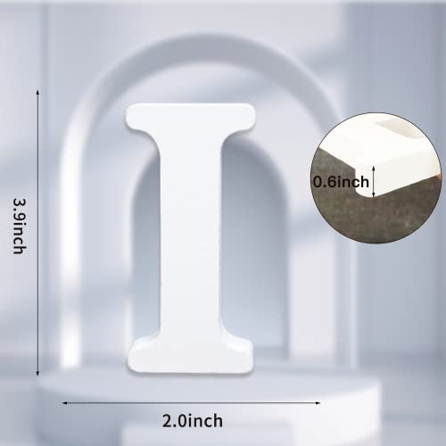 AOCEAN 4 Inch White Wood Letters Unfinished Wood Letter for Wall Decor Decorative Standing Letters Slices Sign Board Decoration for Craft Home Party Projects (I) - style: I