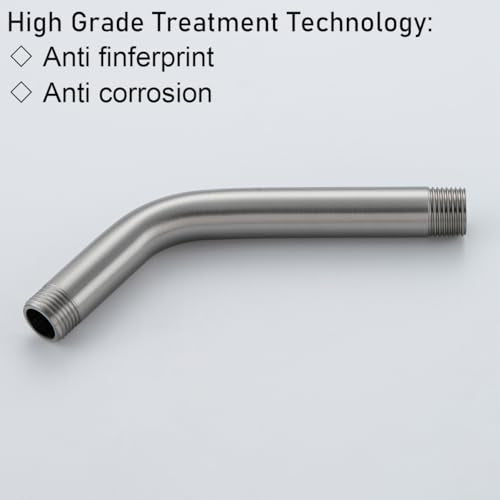 RANDOM Shower Arm with Flange, 6 Inches Brushed Nickel Wall Mount Angle Shower Head Extension Arm Wall-Mounted For Fixed Shower Head.RD91018-6BN - color: 6″ Brushed Nickel(Round Flange)