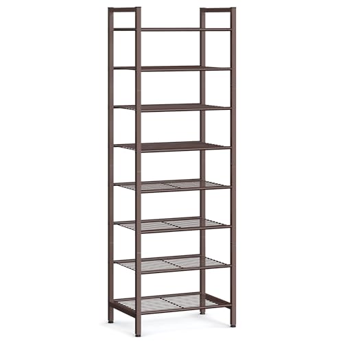 SONGMICS 8-Tier Metal Shoe Rack, Vertical Shelf, Holds up to 18 Pairs - color: Bronze, size: 8 Tiers (12"D x 17.6"W)