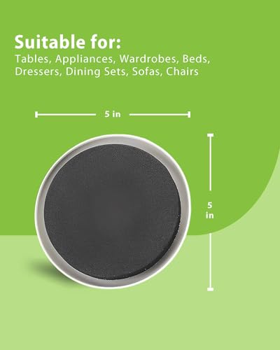 5 Inch Furniture Sliders for Carpet and Hardwood Floors – 12 Pack Heavy Duty Round Moving Pads Reusable Furniture Movers Glides for Sofa, Couch, Table, Chair Legs (Beige, 5")