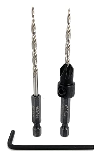 FTG USA #6 (9/64") Wood Countersink Drill Bit w/ 1 Repl. Bit & Hex Key - size: #6, style: Single + 1 Bit