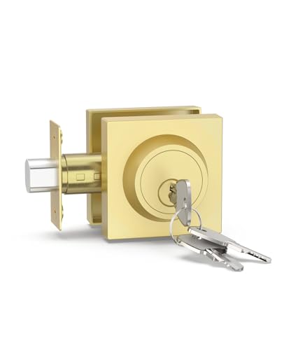 Asidrama 1 Pack Brushed Gold Heavy Duty Single Cylinder Deadbolts - color: Brushed Gold, size: 1 Pack, style: Deadbolt