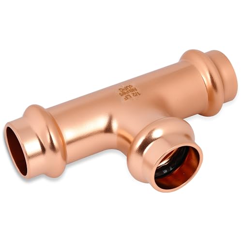 (wdaisy 15 Pack) Copper Press Fittings Kit – 1/2 Inch Tee, Elbow & Coupling, Press Compatible Copper Plumbing Fittings, Lead-Free, for Potable Water - size: 1/2" Combo Kit - 15P