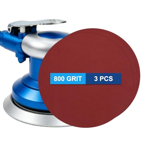 3 Pack 10 Inch PSA Sanding Discs 800 Grit Aluminum Oxide Self Adhesive Sticky-Back Sandpaper for DA Sander and Disc Sander, Good for Wood Car Paint Polish Fine Grinding, Red - size: 800 grit