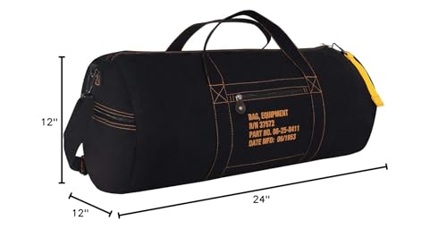 Rothco Canvas Equipment Bag, Heavyweight Cotton Carryall - color: Black, size: 24 Inches