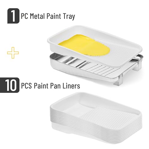 Bates 9 Inch Paint Tray with 10 Plastic Liners - Disposable Paint Roller Trays for Walls - size: 9 Inch, 11 pcs