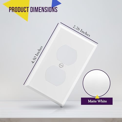 ENERLITES Duplex Receptacle Outlet Metal Wall Plate, 1-Gang, White Matte - color: White Matte, size: Standard Size