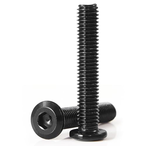 M8 x 50mm 15Pcs Flat Head Hex Socket Cap Screws, 304 Stainless Steel 18-8, Black Zinc Plated, Connection Furniture Bolts, Full Thread - size: M8 x 50mm(15PCS)