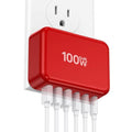 Fast Charger Block,100W 6 Port Charger Station Hub Cube,USB C Charger Block - color: Rad