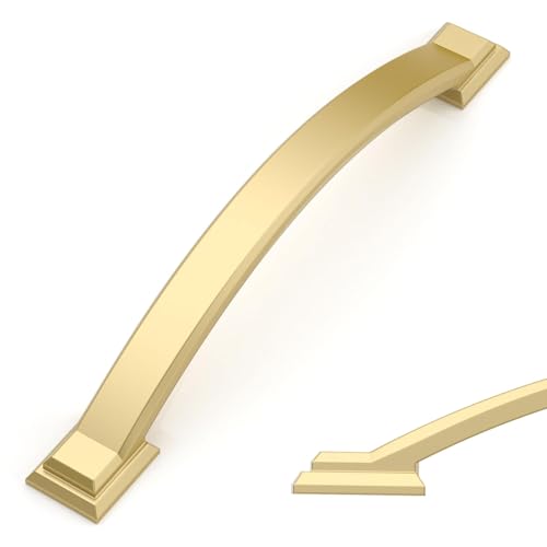 Amerdeco 10 Pack Brushed Gold Cabinet Pulls 6.3" - color: Brushed Gold, size: 6.3" hole center