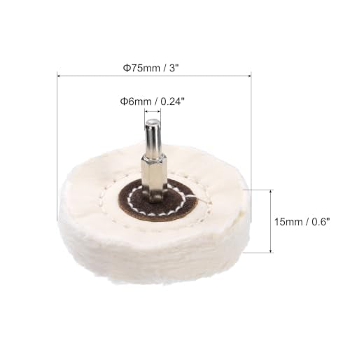uxcell 3-Inch Buffing Polishing Pad Wheel Cotton with 15/64-inch Handle for Manifold Aluminum Stainless Steel Chrome White 12 Pcs - color: White, size: 3"