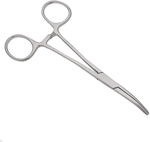 SURGICAL ONLINE 2-Piece Curved & Straight 5" Hemostat Set - Stainless Steel Locking Tweezer Clamps - Ideal Hemostats for Nurses, Fishing Forceps, Crafts and Hobby - size: 5"