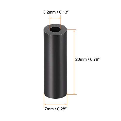 uxcell Nylon Round Spacer Washer 3.2mm ID 7mm OD 20mm Height for M3 Screws Black 100Pcs - size: 3.2mmx7mmx20mm
