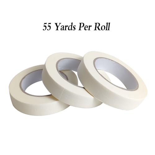 Lazybug studio Masking Tape 0.75 Inch, 12 Pack White Masking Tape, 3/4 Inch x 55 Yards x 12 Rolls，660 Yards in Total - size: 0.75 Inch Wide